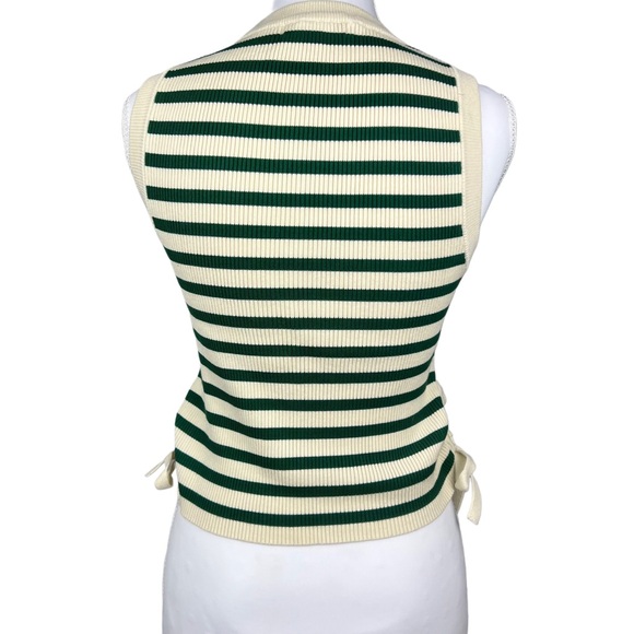 Fitz + Eddi Green & Cream Striped Ribbed Knit Tank Top Size M - Picture 3 of 6